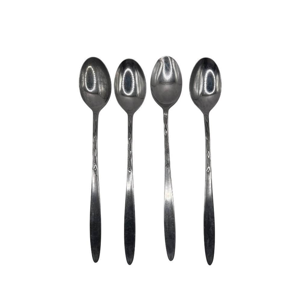 Amefa Tulip Time Stainless Steel iced Teaspoons Set Of 4 Discontinued Pattern
